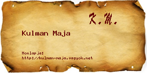 Kulman Maja névjegykártya